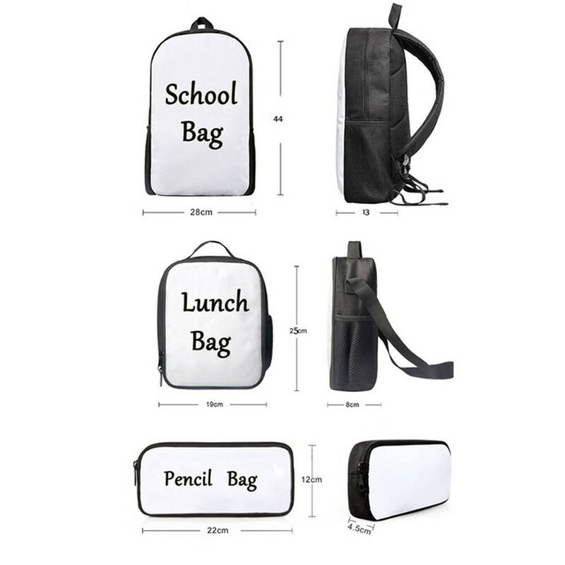 Injers mochila personalizada preta, pacote único, feminina, estampa mágica, conjunto, mochila escolar para meninas, sacos de livro de viagem