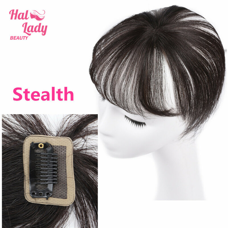 Halo Lady beauty 360 невидимые человеческие челки волосы бесшовное, прозрачное кружево челка клип в воздухе короткая челка волосы бразильские не Ре...
