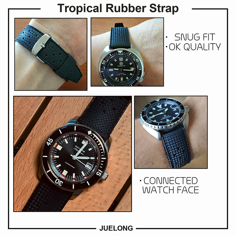 Premium-Grade Tropic Gummi Armband 20mm 22mm Für s-eiko SRP777J1 Neue Uhr Band Tauchen wasserdicht Armband Schwarz Farbe