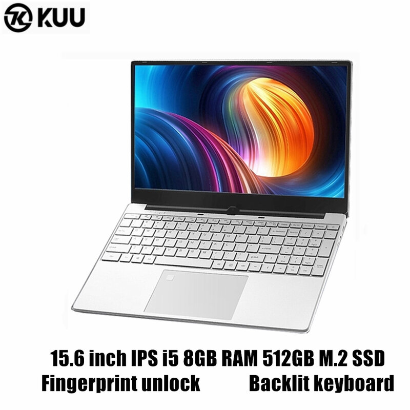 KUU 15.6 inch IPS FHD Laptop For i5 5257U Dual core Dual thread 8GB RAM 512GB M.2 SSD camera game office notebook