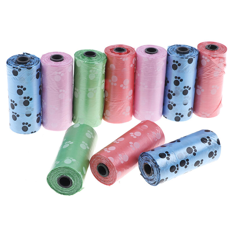 Bolsa de residuos para mascotas, rollo de 1/10 bolsas degradables con impresión para perros y gatos, Color aleatorio, gran oferta