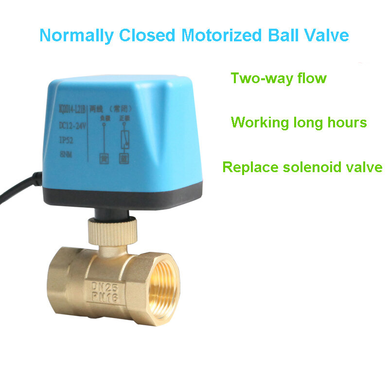 Válvula de bola eléctrica de latón, repuesto de válvula solenoide, normalmente cerrada, motorizada, 1/2 ", 3/4", 1 ", 2", 220V, 12V, 24V