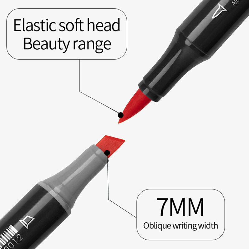 Finecolour EF103 Dual HEAD Art Markers ปากกา Professional ผิวมัน Alcoholic Sketch MARKER นุ่มแปรงปากกาสำหรับศิลปินวาดออกแบบ