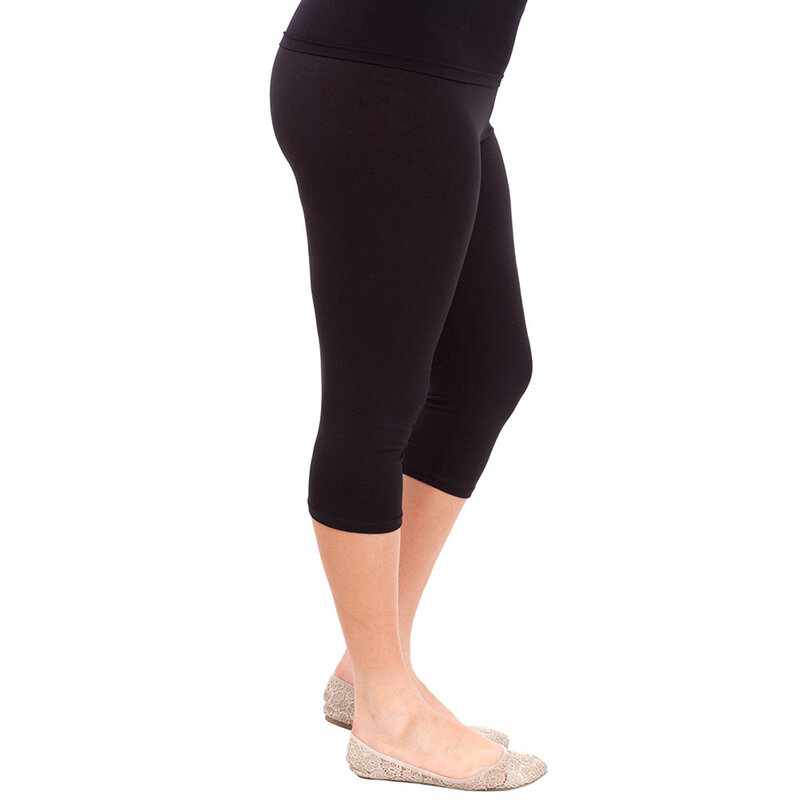 Mallas de algodón de talla grande para mujer, leggings informales, con cintura elástica, para primavera y verano