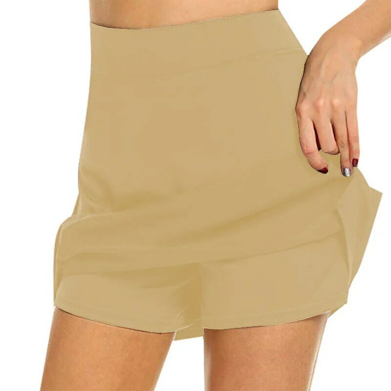 Flarixa-Falda Hakama de dos piezas para mujer, pantalones deportivos informales de Color sólido, falda acampanada de cintura alta, minifalda ajustada con bolsillo