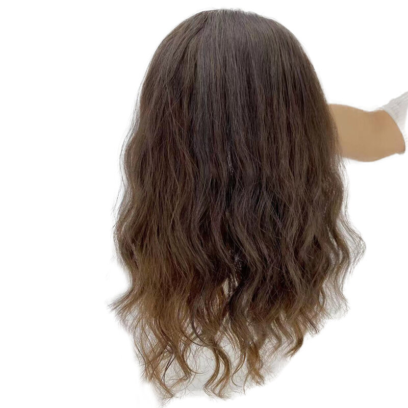 Dunkelbraune Frauen 8 "x 8" Seide Top jüdischen Topper Menschenhaar gleiche Haarlänge Perücke Toupet mit Clips ins europäischen jungfräulichen Haarteil