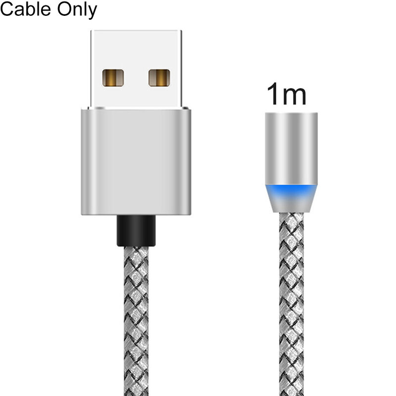 Câble Micro USB/Type-C magnétique LED pour recharge rapide et données (1/2m), cordon de chargeur pour téléphone portable