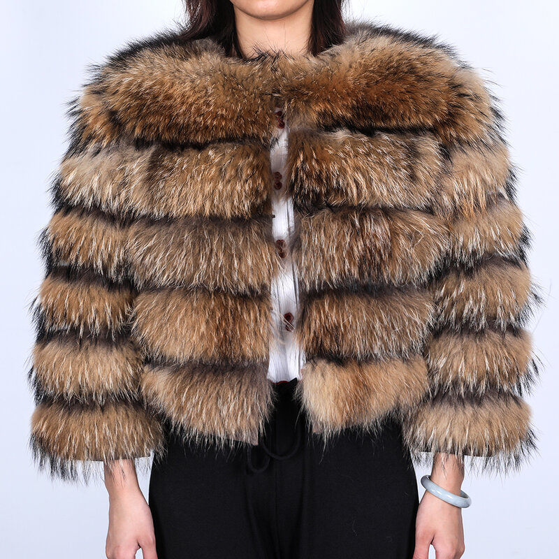 MAOMAOKONG 2023 naturalne prawdziwe futro z lisów płaszcz z prawdziwego futra 100% prawdziwe naturalne Raccoon Fur kurtki damskie zimowa kamizelka moda luksusowe