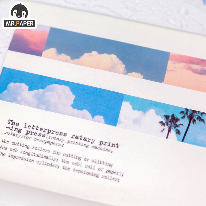 Mr.Paper  6 Designs Lovely Blue Sky Nightfall Creative Bullet Journaling Washi Tapes Scrapbooking DIY Decaration Masking Tapes