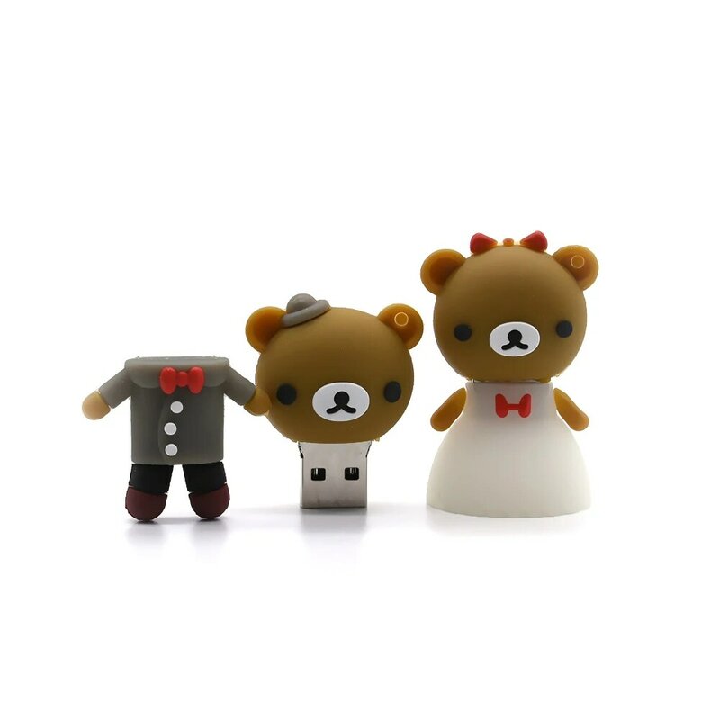 Pen drive de dibujos animados para niño y niña, unidad flash usb de animales, 128GB, 256GB, oso menory, pen drive blanco, 4GB, 8GB, 16GB, 32GB, 64GB