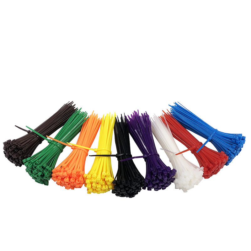 Bridas de nailon autoblocantes para cables, bridas para sujetar cables organizadores, Color blanco y negro, 8 colores, 100mm x 2,5mm, 100mm x 2,5mm, 100 unids/lote por bolsa