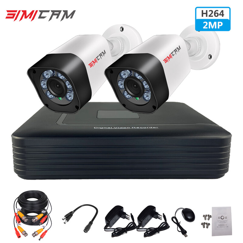 Video Surveillance 4Ch Dvr 1080N Met 1080P 2MP Ahd Straat Camera 30M Night Vison 18Meter Kabel Thuis beveiliging Cctv Systeem Kit