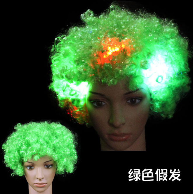 Luminous Headgear Hat Explosive Head Wig LED Flash Headdress Clown Wig Fans Supplies Adult Party performance White