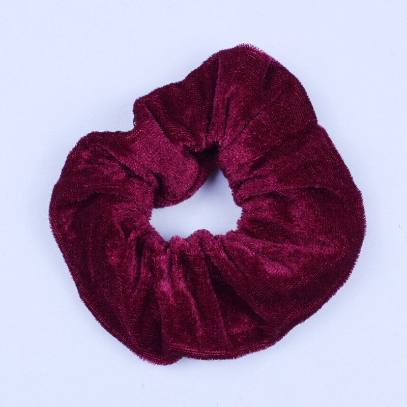 Soft chiffon Velvet Women Hair Scrunchie Elastic Hair Bands Christmas Stretchy  hair ties Ponytail Solid Color accessories
