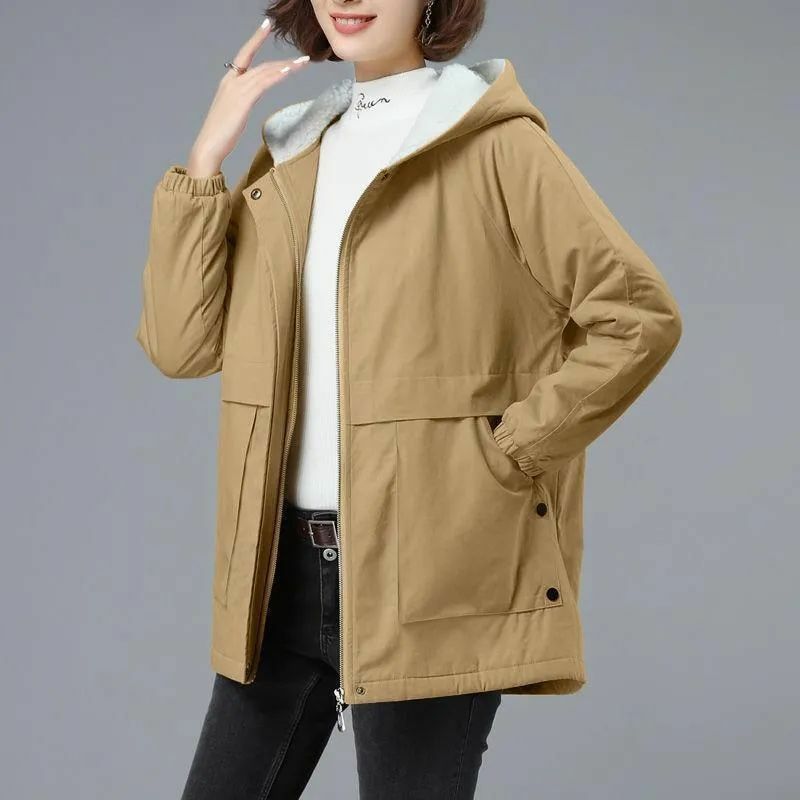 Бархатное повседневное пальто, женское хлопковое пальто, парки, зимняя куртка с капюшоном, свободное утепленное пальто большого размера, парка в Корейском стиле