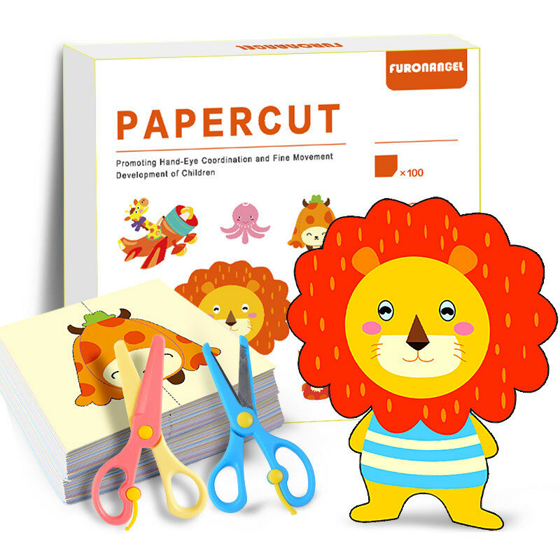 Papier de dessin animé coloré pour enfants, jouets pliants et découpés, livre d'animaux, artisanat d'art fait à la main, cadeau de bricolage pour enfants, 100 pièces, ensemble