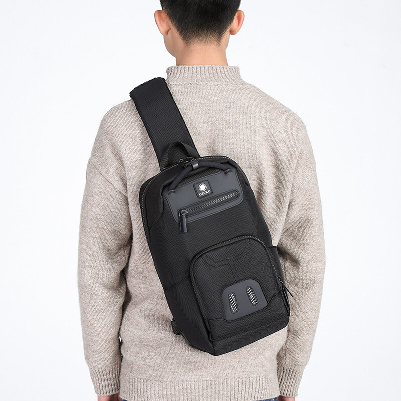 OZUKO kilka kieszeni męska torba na klatkę piersiową wodoodporna torba na ramię torba dla nastolatki jakość mężczyzna torba męska USB torby podróżne na ramię