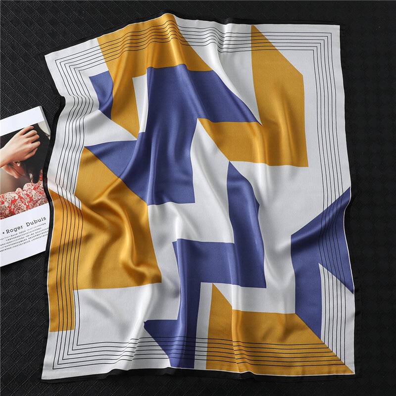 Foulard carré en soie imprimé pour femmes, Bandana, châle, Hijab, à la mode, nouvelle collection 2021