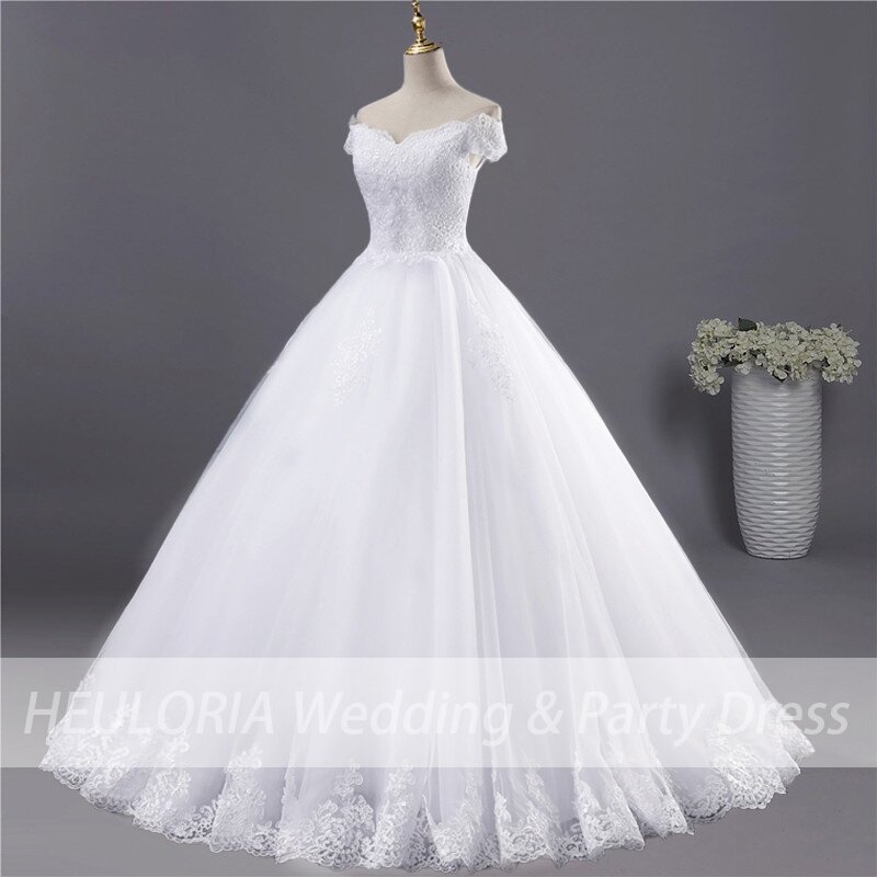Бальное платье, свадебное платье, кружевное свадебное платье с аппликацией и открытыми плечами, женское свадебное платье со шнуровкой, свадебное платье