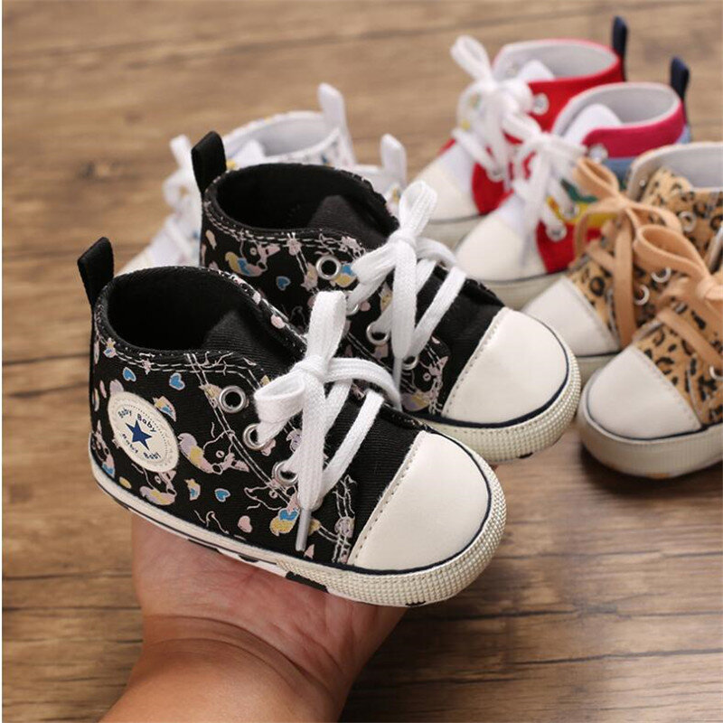 Детские холщовые классические спортивные кроссовки для новорожденных мальчиков девочек граффити звезда обувь для первых шагов Нескользящая детская обувь для малышей