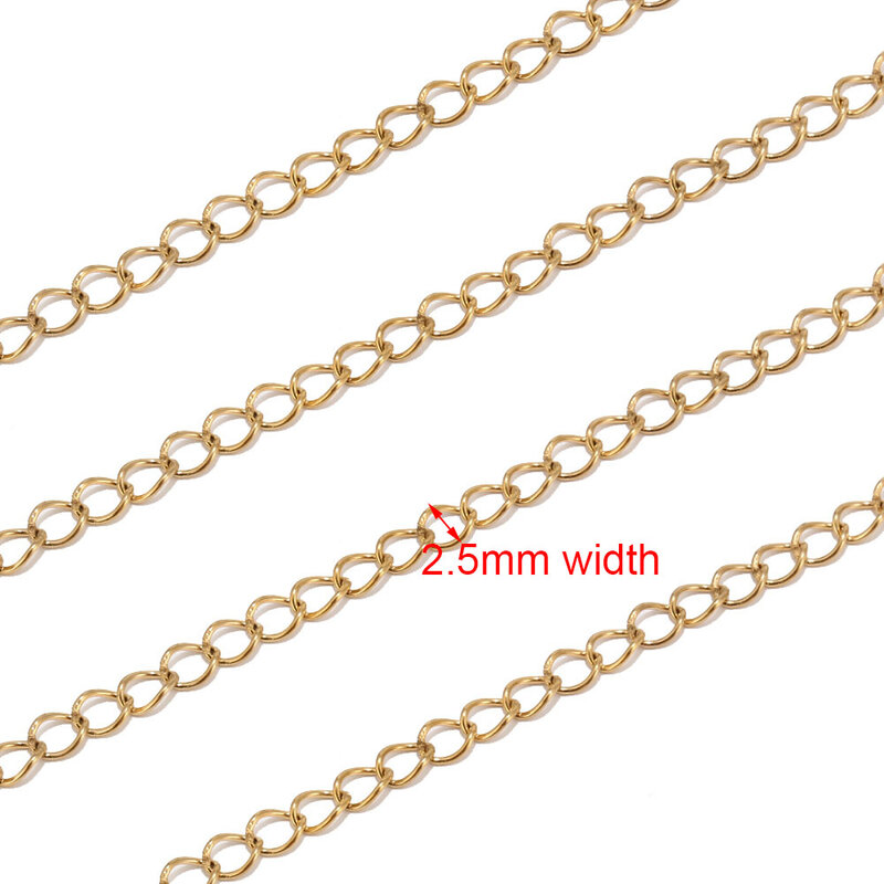 4 m/lot Bracelet en acier inoxydable, chaîne de queue d'extension soudée, collier en or en vrac, largeur d'extension 3.6mm, chaînes pour la fabrication de bijoux de bricolage