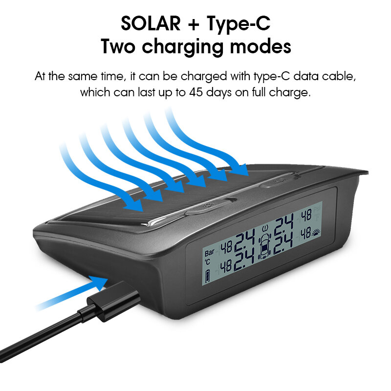دليل المستخدم سهلة التركيب الطاقة الشمسية شحن عرض مراقبة ضغط الإطارات Tpms الاستشعار لبيجو