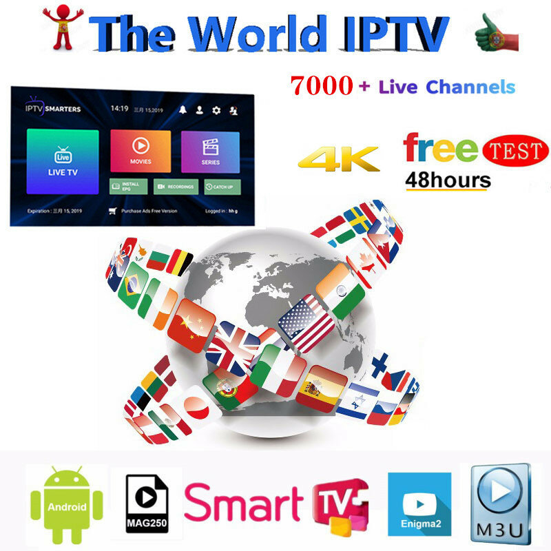 HD World IPTV +7000 Live 6000 VOD 4K HD Channel best for Europe Arabic Asian Africa Latino America Global IPTV subscription