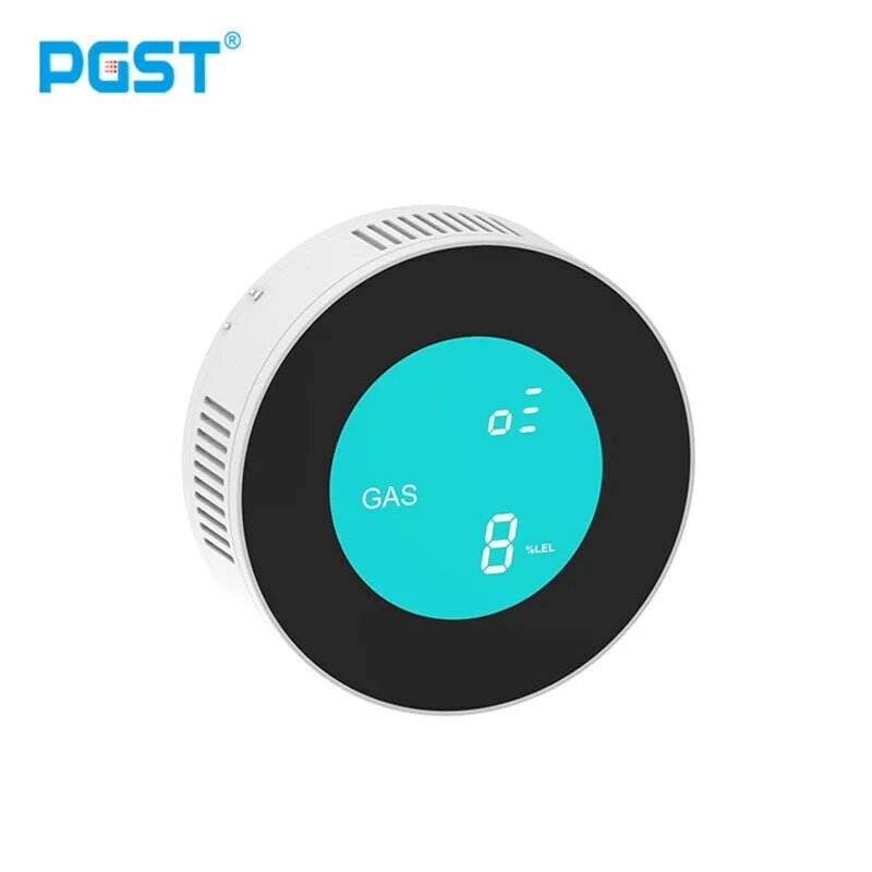 Pgst sem fio lcd digital sensor de gás combustível detector vazamento de gás natural casa inteligente alarme sensor para cozinha casa