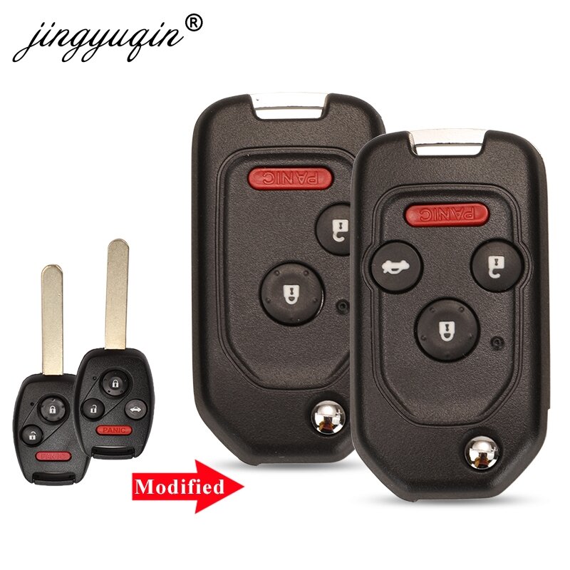 jingyuqin 2/3/4BTN Modified Filp Remote Key Shell Fob Case For Honda Fit CRV Civic Insight Ridgeline HRV Jazz ACCORD 2003-2013