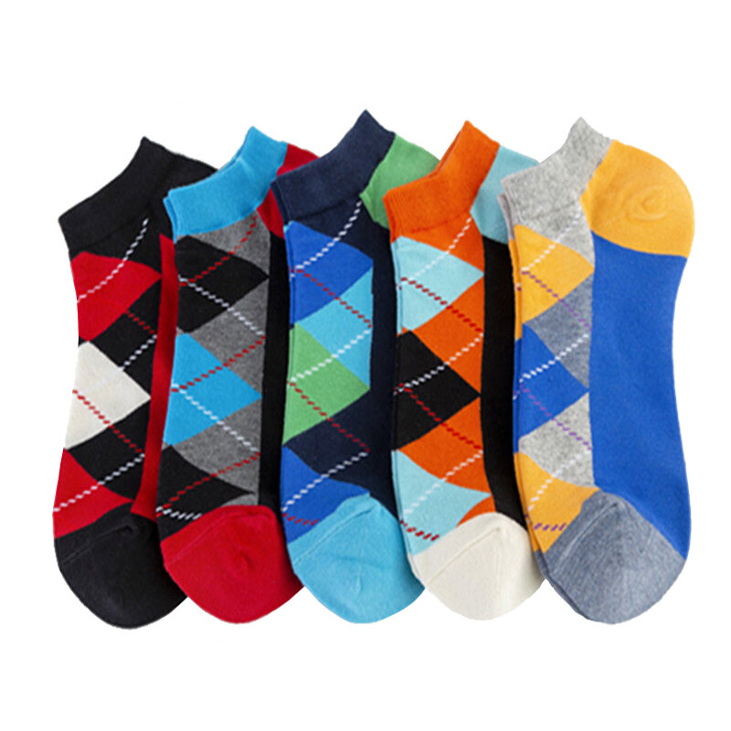 Novas meias masculinas coloridas criativo engraçado tornozelo meias invisível baixo corte homem verão casual respirável curto meias tamanho grande