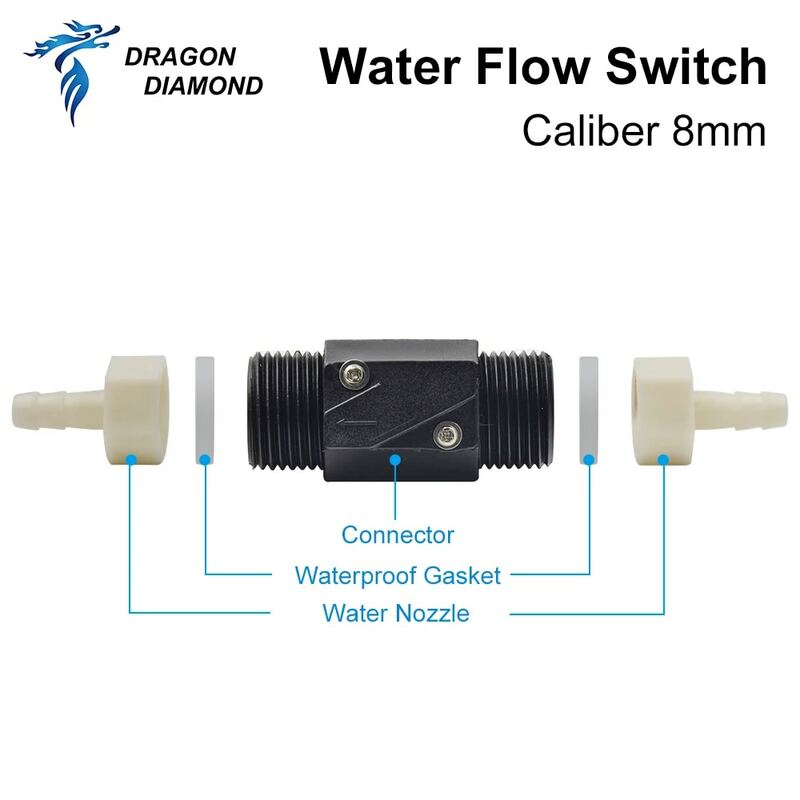Przełącznik z czujnikiem przepływu diamentowy motyw wody smoka 8mm dysza G1/2 "regulator ciśnienia czujnik przepływu wody