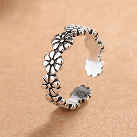925 Sterling Silver Flowers Finger Rings Dazzling Daisy Meadow Stackable Ring, Clear CZ For Women Wedding Jewelry