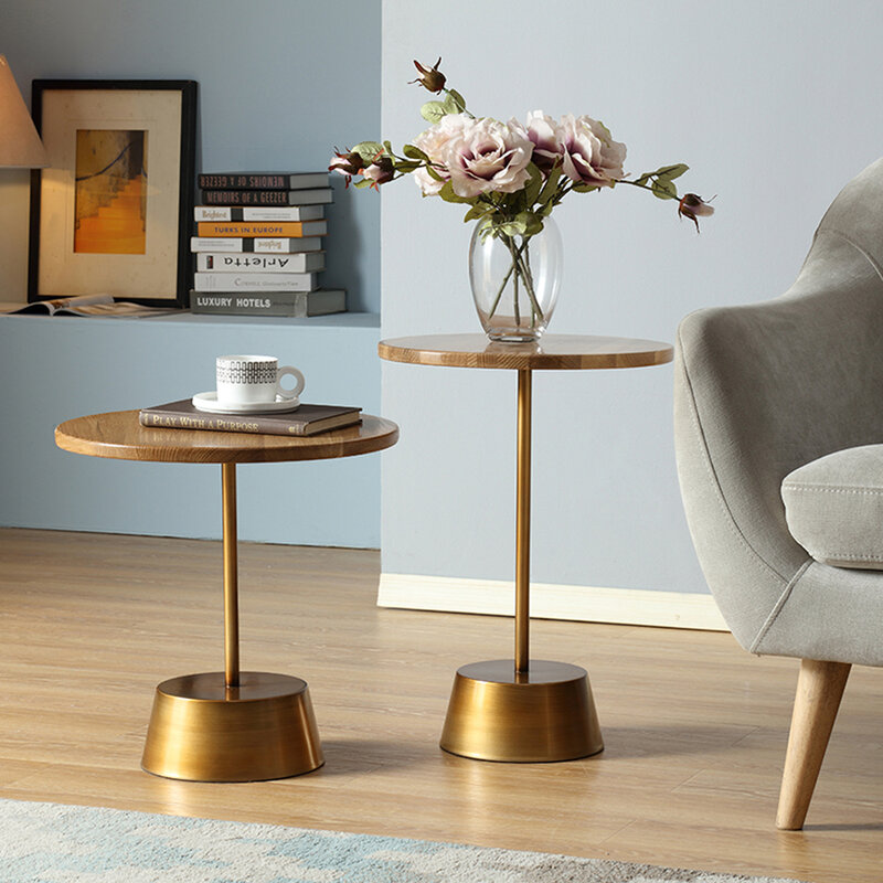 Maggie-table basse ronde en bois de chêne massif, simple, table de thé pour loisirs, petits meubles