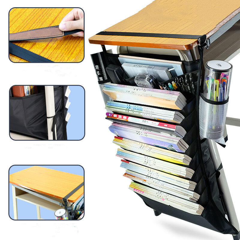 School Desk Storage Bag Book Classification Tidy School Furniture Hanging Bag For Student Schoolbag Canvas Stationery Top E12162
