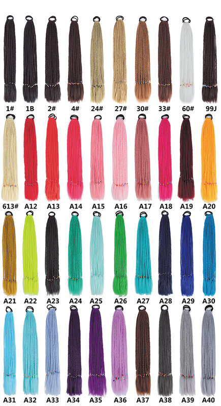 24 pollici Jumbo treccia coda di cavallo Hairpiece con elastici in gomma estensione dei capelli intrecciati sintetici per donna bambini 50g 12 radici