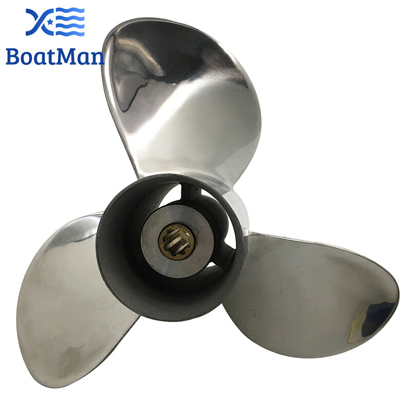 BoatMan® 9 1/4x10 Stainless Steel Propeller For Honda 8HP 9.9HP 15HP 20HP Outboard Motor 8 Tooth Engine Boat 58133-ZV4-010AH