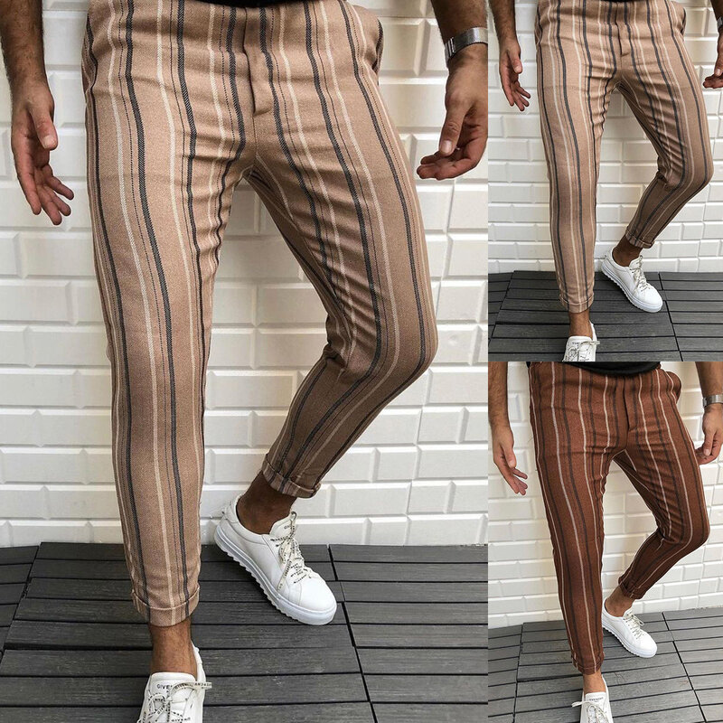 Otoño Europa y los Estados Unidos exclusivamente para el nuevo estilo de pantalones casuales con estampado de rayas para hombres