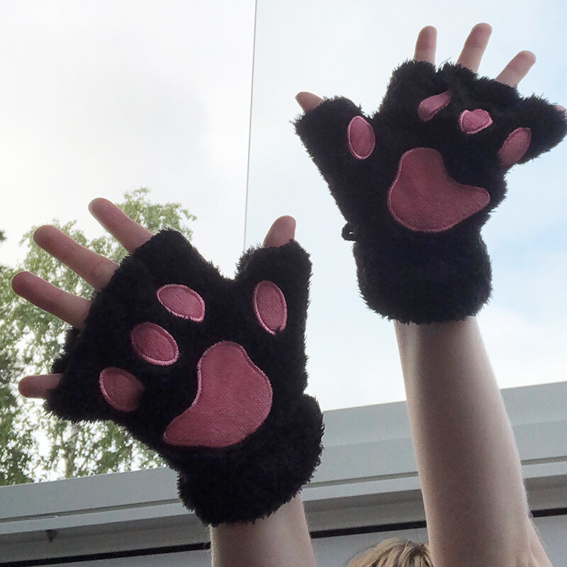 Nowe zimowe rękawiczki damskie niedźwiedź pluszowy kot Paw pazur rękawiczki śliczne Kitten rękawiczki bez palców boże narodzenie Halloween dla dziewczyn prezent rękawiczki
