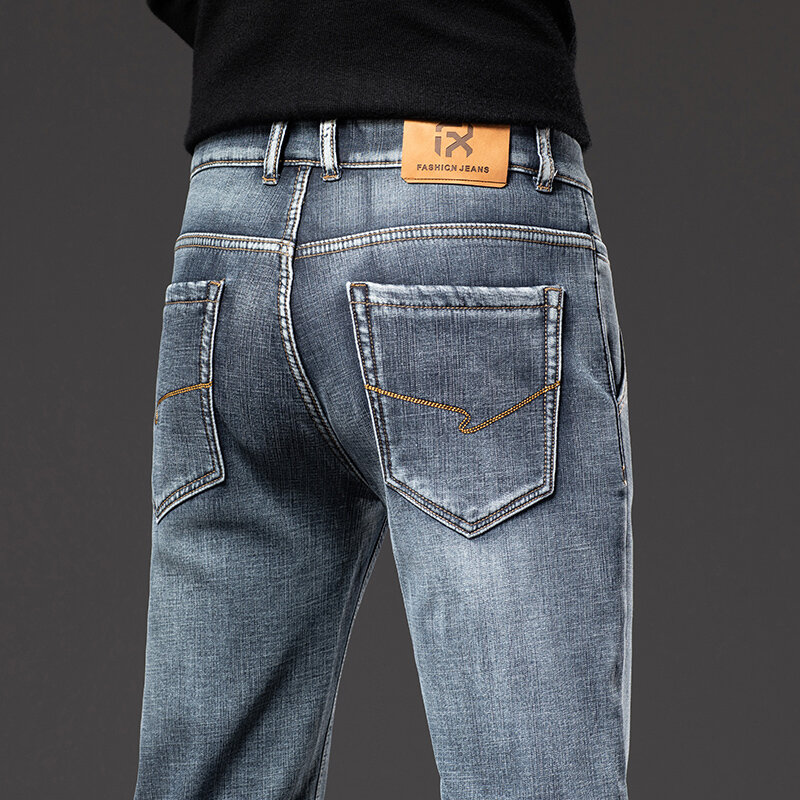 Pantalones vaqueros elásticos gruesos para hombre, Jeans cálidos de lana, estilo clásico, informal de negocios, ajuste Regular, marca, invierno, nuevo