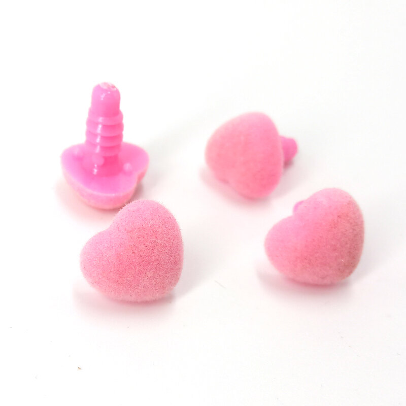 30pcs 15mm Heart Pink Flocking Nose/Velvet Safety Nose