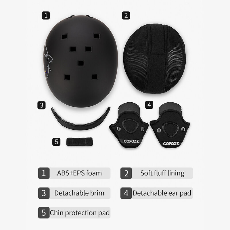 COPOZZ nuovo casco da sci Unisex certificato casco da sci antiurto semi-coperto per casco da Snowboard di sicurezza per adulti e bambini