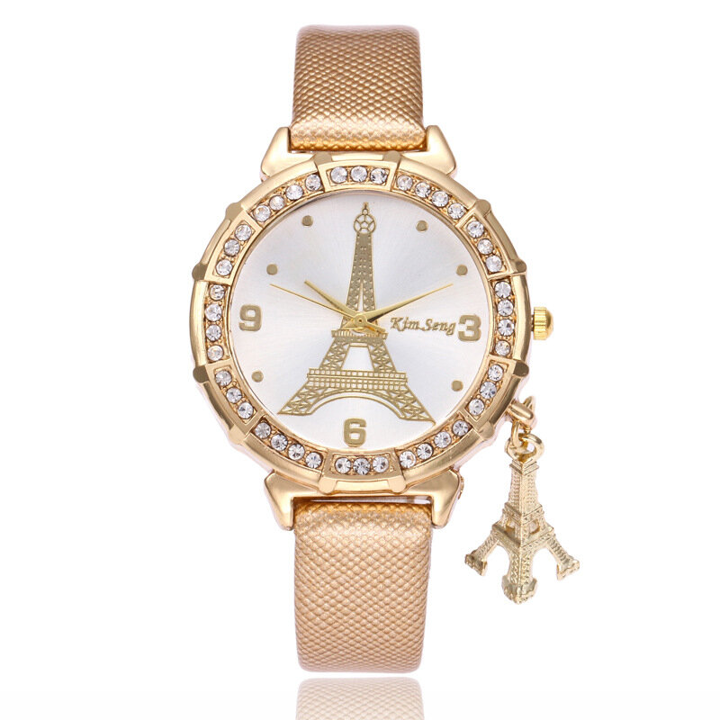 2020 Fashion Pendant Paris Eiffel Tower Watches Women Leather Band Quartz Watch Casual Ladies Watches Relogio Feminino Best Gift