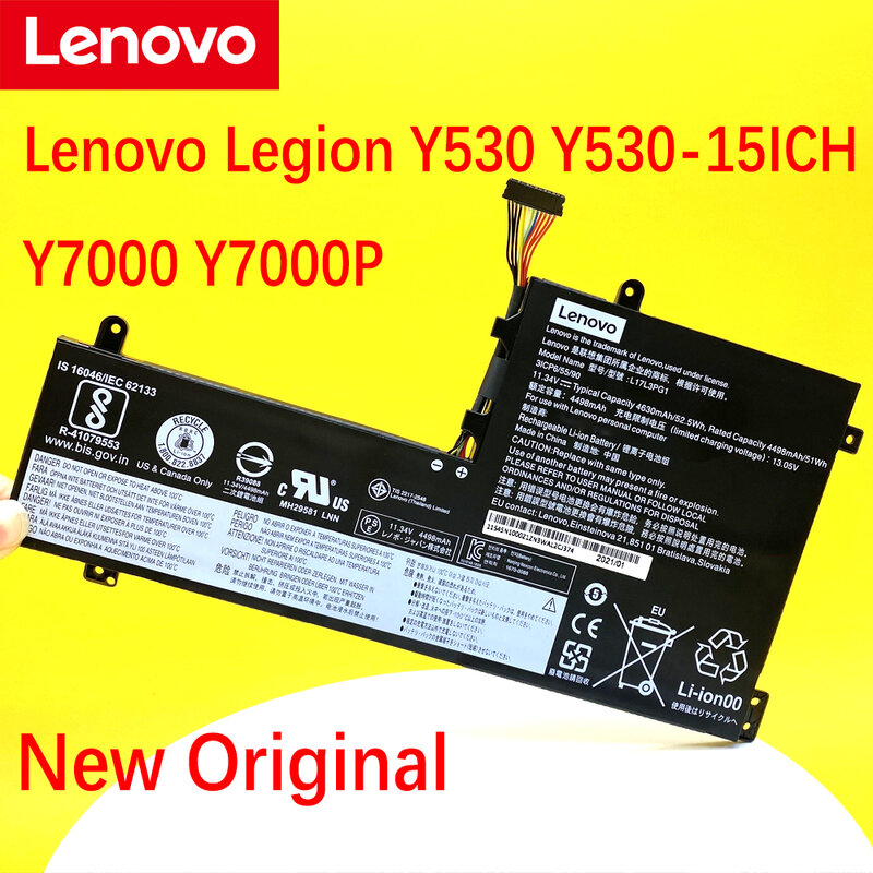 Bateria do portátil Lenovo Legion, Original, Y530, Y530-15ICH, Y7000, Y7000P, L17C3PG2, L17L3PG1, L17M3PG1, L17M3PG3, Novo