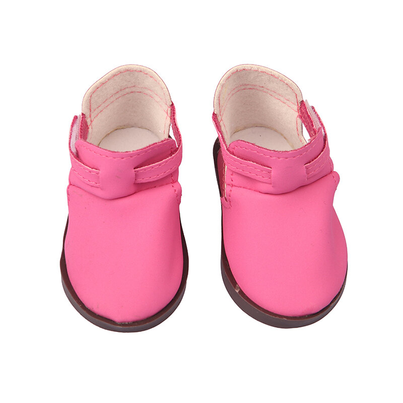 Zapatos de gancho y bucle de cuero personalizados para muñecas recién nacidas, de 7cm, 5 estilos, zapatos de 43cm, adecuados para muñecas americanas BJD 1/3 de 18 pulgadas, juguete