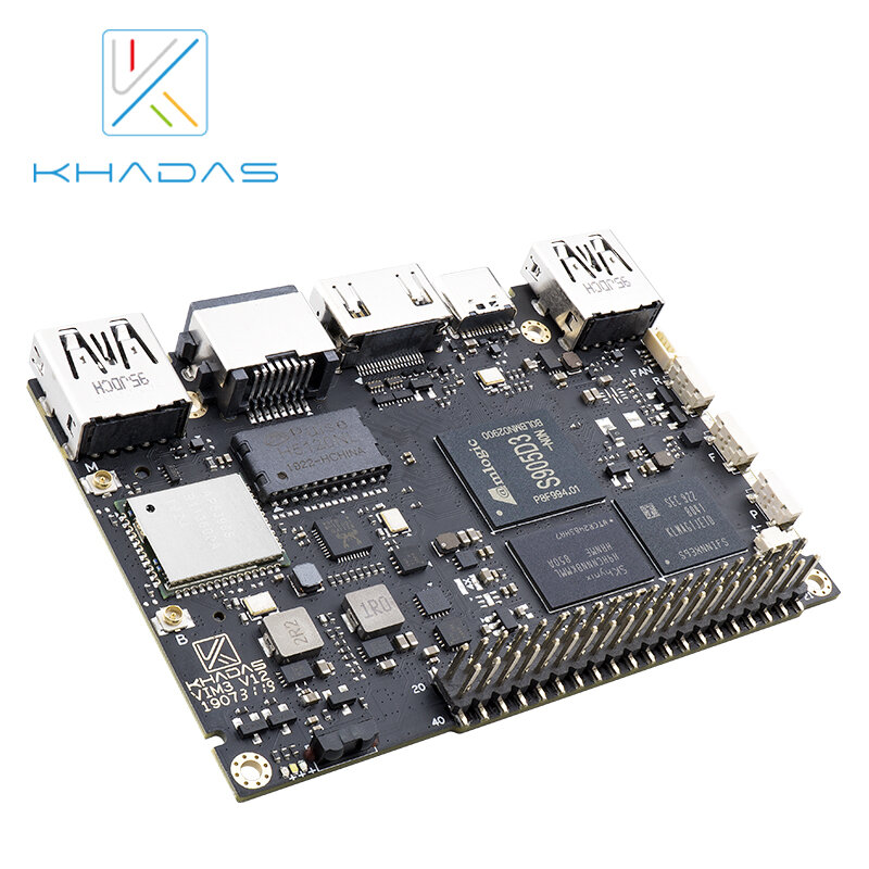 Khadas-Placa única COMputer Developer Maker Board, Amlogic S905D3-N0N Soc, 1.2 Desempenho TOPS, NPU, 2GB e 16GB, VIM3L SBC