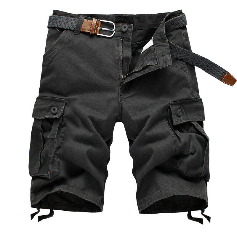 2024 Summer Men's Baggy Multi Pocket Military Cargo Shorts Male Cotton Khaki Mens Tactical Shorts Short Pants 29-44 No Belt