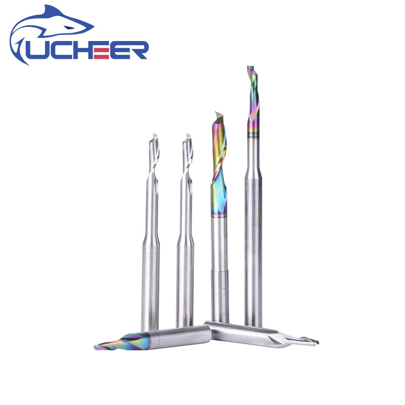 UCHEER 1pc SHK8mm einzigen Flöte DLC beschichtung Aluminium Vhm fräser Fräser router bits für CNC maschine