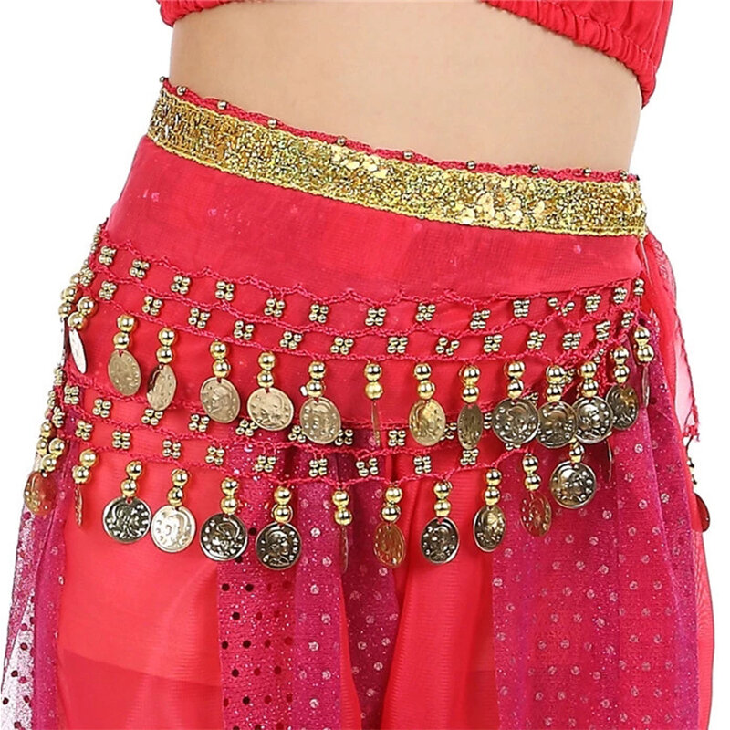 Metal Coins Child Waist Chain Hip Scarf Child Belly Dance Indian Dance Belt For Kids Dacning Waist Belt Chain