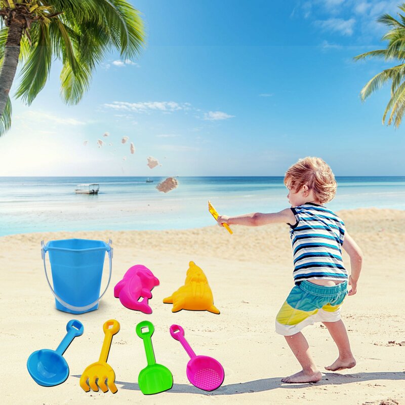 子供用サンドボックスセット,7個,ビーチおもちゃセット,砂の形をした子供用サンドボックス,夏用屋外サンドボックス