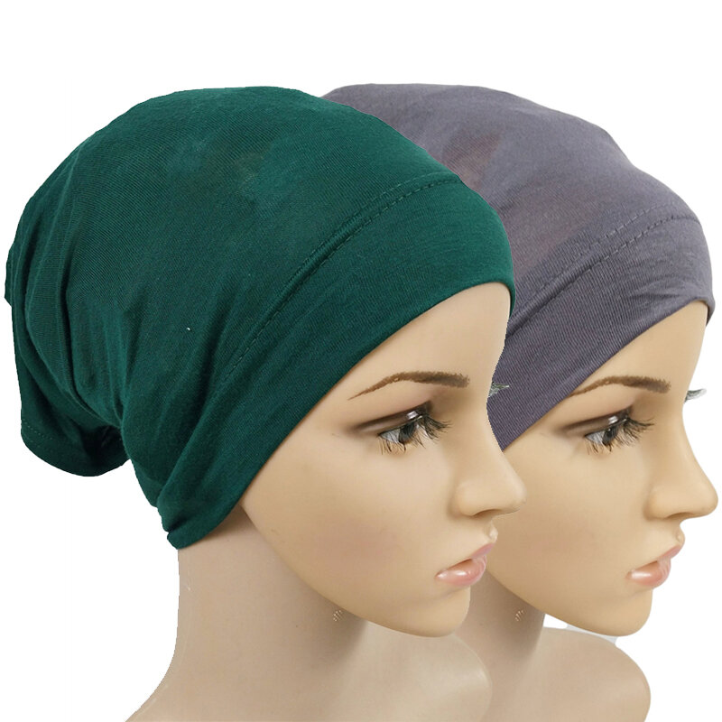 Soft Modal Inner Hijab Caps Muslim Stretch Turban Cap Islamic Underscarf Bonnet Hat Women Headband Tube Cap Turbante Mujer